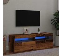 vidaXL Meuble TV avec lumières LED vieux bois bois d'ingénierie, support TV, meuble multimédia, console TV, meuble hifi, 856305 Marron G