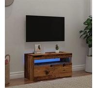 vidaXL Meuble TV avec lumières LED vieux bois bois d'ingénierie, support TV, meuble multimédia, console TV, meuble hifi, 856315 Marron G