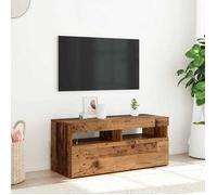 vidaXL Meuble TV avec lumières LED vieux bois bois d'ingénierie, support TV, meuble multimédia, console TV, meuble hifi, 856307 Marron G