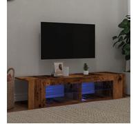 Meuble TV avec lumières LED vieux bois bois d ingénierie G