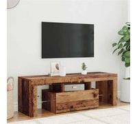 vidaXL Meuble TV avec lumières LED Vieux Bois Bois d'ingénierie, Support TV, Meuble multimédia, Console TV, Meuble HiFi, Centre de Divertissement