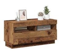 vidaXL Meuble TV avec lumières LED Vieux Bois Bois d'ingénierie, Support TV, Meuble multimédia, Console TV, Meuble HiFi, Centre de Divertissement