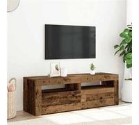 vidaXL Meuble TV 856313 Bois d'ingénierie vieux bois, lumières LED Marron