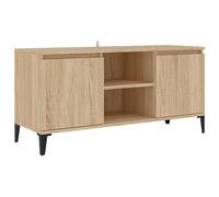 vidaXL Meuble TV avec Pieds en Métal, Armoire de Télévision avec 2 Compartiments, Meuble Télé avec Rangement Salon, Industriel, Chêne Sonoma