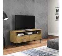 vidaXL Meuble TV OSLO 351024 – Bois de pin massif, pieds en métal – Marron