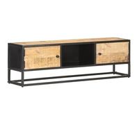 vidaXL Meuble TV porte sculptée 130x30x40 cm Bois de manguier brut