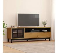 vidaXL Meuble TV avec porte vitrée FLAM 158x40x50cm bois massif de pin 357821