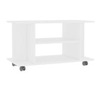 vidaXL Meuble TV avec roulettes Blanc 80x40x45 cm Bois d'ingénierie