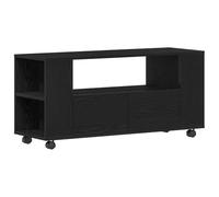 vidaXL Meuble TV avec roulettes chêne Noir Bois d'ingénierie, Banc TV, Meuble HiFi, Centre de Divertissement, Buffet TV, Meuble multimédia, Console TV