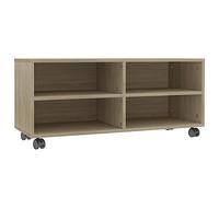 vidaXL Meuble TV à roulettes en bois d'ingénierie 4 compartiments Chêne Sonoma