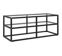 vidaXL Meuble TV avec Verre Trempé Noir Armoire Basse Centre de Divertissement Meuble de Salon Salle de Séjour Maison Intérieur 100x40x40 cm Noir G