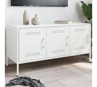 vidaXL Meuble TV blanc 100,5x39x50,5 cm acier, support TV, buffet TV, meuble multimédia, banc TV, armoire hifi, centre de 842951 Blanc G