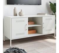 vidaXL Meuble TV blanc 100,5x39x50,5 cm acier, support TV, buffet TV, meuble multimédia, banc TV, armoire hifi, centre de 842993 Blanc G