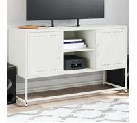 vidaXL Meuble TV Blanc 100,5x39x60,5 cm Acier, Support TV, Buffet TV, Meuble multimédia, Banc TV, Armoire HiFi, Centre de Divertissement, Console TV