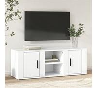 vidaXL Meuble TV Blanc 100x31,5x35 cm Bois d'ingénierie, support TV, armoire média, armoire latérale, meuble média, armoire hifi, buffet Blanc G
