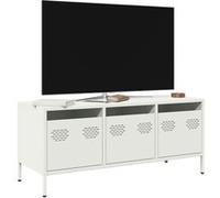 vidaXL Meuble TV blanc 101,5x39x43,5 cm acier laminé à froid, support TV, buffet TV, armoire hifi, banc TV, armoire en 851231 Blanc G