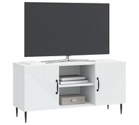 vidaXL Meuble TV Blanc 102 x 34,5 x 50 cm Bois d'ingénierie, Meuble de Rangement Vintage rectangulaire, Cabinet TV Pratique, étagères spacieuses, Solution d'organisation Maison