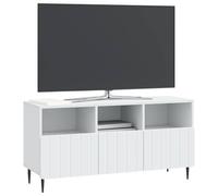 vidaXL Meuble TV Blanc 102 x 34,5 x 50 cm Bois d'ingénierie, Meuble TV rectangulaire Tendance pour Salon, Espace de Rangement Multi-Usage, Meuble Contemporain