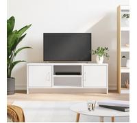 vidaXL Meuble TV Blanc 102x30x37,5 cm Bois d'ingénierie, Support TV, Armoire média, Armoire HiFi, unité TV, Meuble multimédia, Meuble latéral, Buffet