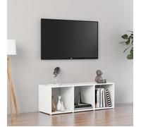 vidaXL Meuble TV Blanc 107x35x37 cm Aggloméré Blanc G