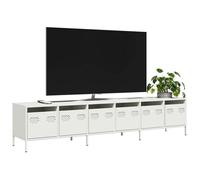 vidaXL Meuble TV blanc 202x39x43,5 cm acier laminé à froid, banc TV, meuble métallique, meuble multimédia, buffet TV, meuble 3307154 Blanc G