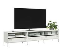 vidaXL Meuble TV blanc 202x39x43,5 cm acier laminé à froid, support TV, buffet TV, armoire hifi, banc TV, armoire en métal, 851351 Blanc G