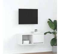 vidaXL Meuble TV Blanc 60x31x25,5 cm Bois d'ingénierie, Banc TV, Meuble HiFi, Centre de Divertissement, Buffet TV, Meuble multimédia, Console TV
