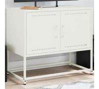 vidaXL Meuble TV blanc 68,5x39x60,5 cm acier, support TV, buffet TV, meuble multimédia, banc TV, armoire hifi, centre de 846475 Blanc G