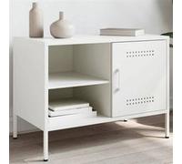 vidaXL Meuble TV blanc 68x39x50,5 cm acier, support TV, buffet TV, meuble multimédia, banc TV, armoire hifi 843004 Blanc G