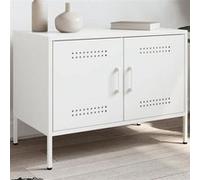 vidaXL Meuble TV blanc 68x39x50,5 cm acier, support TV, buffet TV, meuble multimédia, banc TV, armoire hifi, centre de 842944 Blanc G
