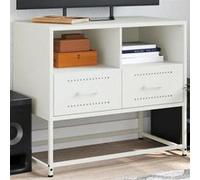 vidaXL Meuble TV blanc 68x39x60,5 cm acier, support TV, buffet TV, armoire hifi, banc TV, armoire en métal, meuble 846553 Blanc G