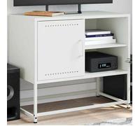 vidaXL Meuble TV blanc 68x39x60,5 cm acier, support TV, buffet TV, meuble multimédia, banc TV, armoire hifi, centre de 846523