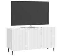 vidaXL Meuble TV Blanc 99 x 34,5 x 52 cm Bois d'ingénierie, Meuble TV Rectangulaire, Console Moderne, Rangement Chic, Buffet Pratique pour Le Salon