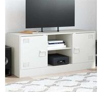vidaXL Meuble TV blanc 99x39x44 cm acier, banc TV, meuble télé, meuble multimédia, buffet TV, meuble hifi, centre de 841690 Blanc G