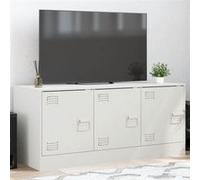 vidaXL Meuble TV blanc 99x39x44 cm acier, banc TV, meuble télé, meuble multimédia, buffet TV, meuble hifi, centre de 841648 Blanc G