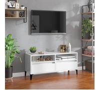 vidaXL Meuble TV blanc brillant 100x34,5x44,5 cm bois d'ingénierie 831903