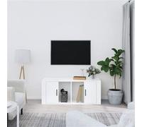 vidaXL Meuble TV Blanc brillant 100x35x40 cm Bois d'ingénierie816802 Blanc G