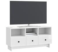 vidaXL Meuble TV Blanc Brillant 102 x 34,5 x 50 cm Bois d'ingénierie, Meubles de Salon, Console Vintage, Support TV rectangulaire, Grand Rangement, Meuble en Bois, Buffet Pratique
