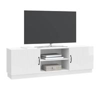 vidaXL Meuble TV Blanc Brillant 150 x 31 x 47 cm Bois d'ingénierie, Centre de Divertissement rectangulaire Moderne, Rangement spacieux, Meuble TV Ajustable, Console stylée