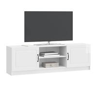 vidaXL Meuble TV Blanc Brillant 150 x 31 x 47 cm Bois d'ingénierie, Meuble TV rectangulaire Vintage pour Salon, Rangement spacieux, Centre déco Bas en Bois aggloméré