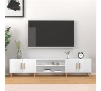vidaXL Meuble TV blanc brillant 180x31,5x40 cm bois d'ingénierie816258 Blanc G