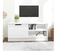 Meuble TV Blanc brillant 80x35x36,5 cm Bois d ingénierie Blanc brillant G