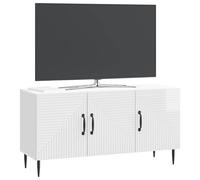 vidaXL Meuble TV Blanc Brillant 99 x 34,5 x 50 cm Bois d'ingénierie, Meuble TV Vintage rectangulaire, Console compacte, Rangement Fonctionnel pour Salon, Meuble d'intérieur