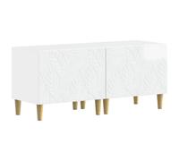 vidaXL Meuble TV Blanc Brillant Bois d'ingénierie, Meuble TV Moderne, Bois résistant à l'humidité, Grand Rangement, Profil Fin, Design Pratique pour Le Salon