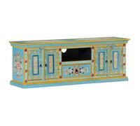 vidaXL Meuble TV 353908 – Bois massif de manguier, bleu, 110x30x40 cm