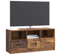 vidaXL Meuble TV Bois Ancien 102 x 34,5 x 47 cm Bois d'ingénierie, Salon Moderne, Meuble Bas rectangulaire, Rangement spacieux, Support média avec poignées en métal