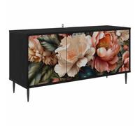 vidaXL Meuble TV BORNE 102 x 33 x 51 cm Chêne Noir Bois d'ingénierie, Meuble TV rectangulaire Moderne, Rangement spacieux, Centre média stylé, mobilier en chêne Noir pour Votre Salon