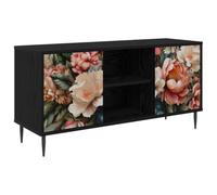 vidaXL Meuble TV BORNE 102 x 33 x 51 cm Chêne Noir Bois d'ingénierie, Meuble TV rectangulaire Moderne, Rangement spacieux, unité média stylée, lowboard Pratique pour intérieur