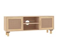 vidaXL Meuble TV Centre de Divertissement Armoire Multimédia Meuble de Rangement Salle de Séjour Marron 105x30x40 cm Bois de Pin Massif Rotin Naturel