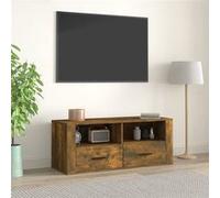 vidaXL Meuble TV Chêne fumé 100x35x40 cm Bois d'ingénierie816813 Marron G